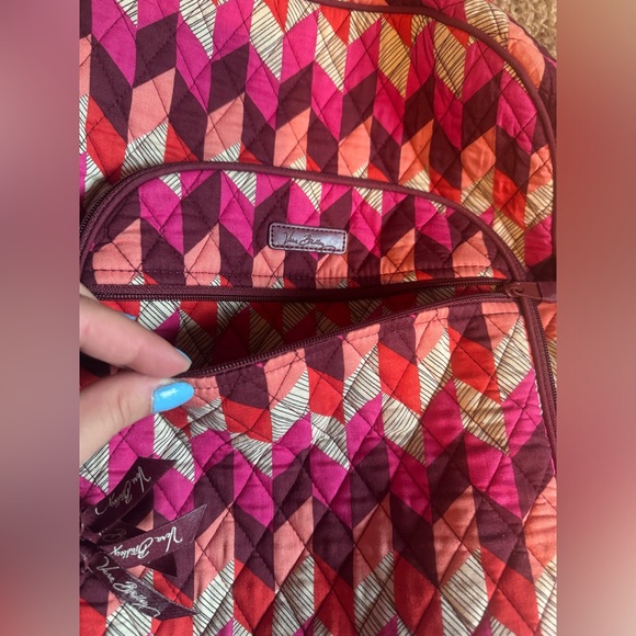 Vera Bradley Backpack Large Bohemian Chevron Padded Laptop / Straps Zip Pockets - Picture 3 of 9